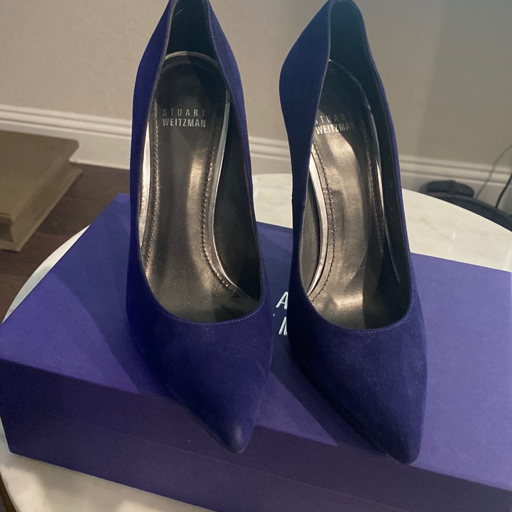 Stuart Weitzman suede blue heels